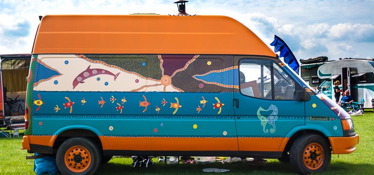 artistically-decorated-orange-van